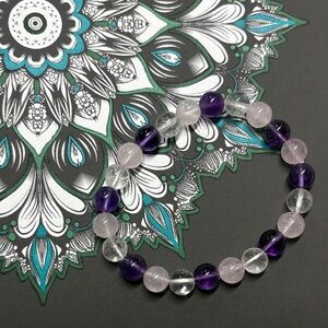 Amethyst, Rose, and Clear Quartz Bracelet